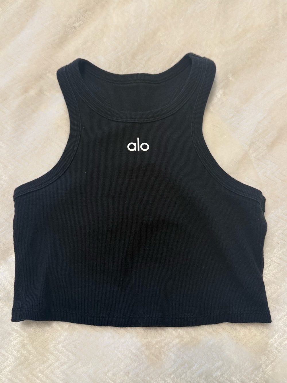 Alo Aspire Black Cropped Tank Small